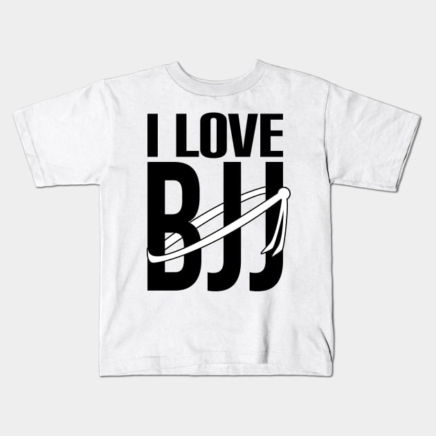 I love bjj - brazilian jiu jitsu white belt Kids T-Shirt by fighterswin